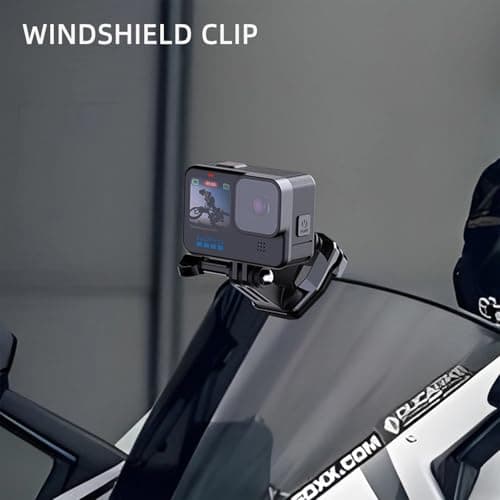 Honghauth Motorcycle Windshield Clip Mount Quick Release Clip Mount for Go Pro Hero 13 12 11 10 9 8 7, Insta360 X4 X3 X2 X ONE RS R, DJI Osmo Action & Smartphones — view 2