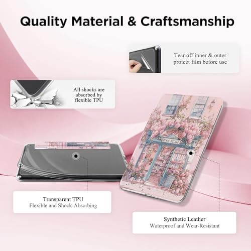 Litvana Detachable Magnetic Case for 7'' Kindle Paperwhite 12th Gen 2024 and Kindle Colorsoft Signature Edition, Slim PU Shell Cover Case with Auto Wake/Sleep (Pink Book Store) — view 6