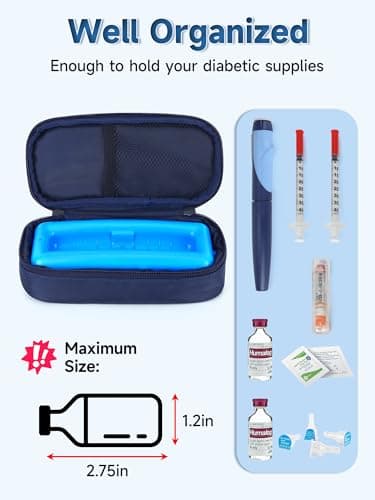 YOUSHARES Insulin Vials Cooler Travel Case - TSA Approved Medication Cool Bag with Ice Box, Insulated Diabetes Organiser Keep Medicine Cool for 10ml Peptides GLP-1 Vial, Diabetic Cold Storage Pouch — view 4