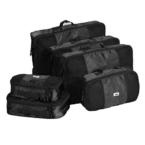 ANSIO Packing Cubes for Suitcase, 6Piece Travel Luggage Organiser Set,Black