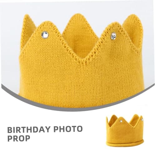 WRITWAA 2pcs Knitted Crown Hat Acrylic Fabric Baby Crown Cap — view 3