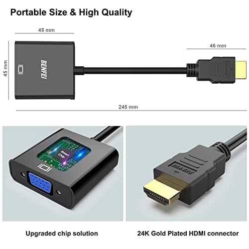 BENFEI HDMI to VGA, 10 Pack Gold Plated HDMI to VGA Adapter (Male to Female) for Computer, Desktop, Laptop, PC, Monitor, Projector, HDTV, Chromebook, Raspberry Pi, Roku, Xbox and More — view 6
