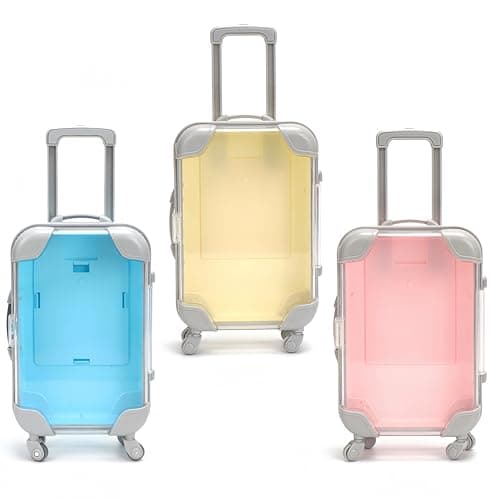 MYPPRFC 3pcs Mini Plastic Travel Suitcase ,Dollhouse Miniature Luggage Storage Box,Jewelry Organizer for Necklace Ring, Doll Accessories, Small Toy Case for Kids, 7x3.5x14cm