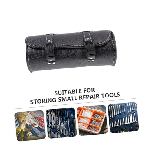 Faux Leather Motorcycle Tail Bag for Cruiser, Large Capacity Black Storage — view 3