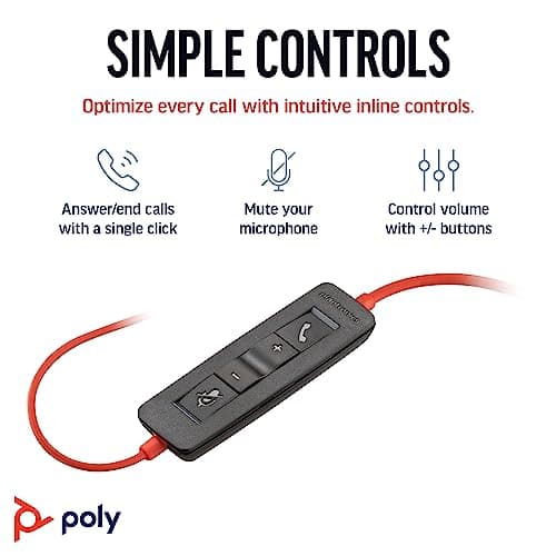 Poly Blackwire 3210 Wired Headset - Noise-Canceling Mic - Single-Ear Design - Connect to PC/Mac via USB-C or USB-A - Works w/Teams, Zoom — view 3