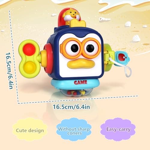 Montessori Busy Board Sensory Toys for 1-2 Year Old Toddlers: Activity Cube, Baby Fidget, Travel and Airplane Educational Learning Toys - Gift for 12-18 Month Old — view 6
