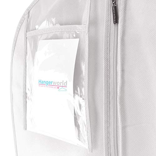 Hangerworld 72 Inch White Extra Wide Breathable Wedding Gown Dress Garment Cover Bag with 14 Inch Gusset — view 4