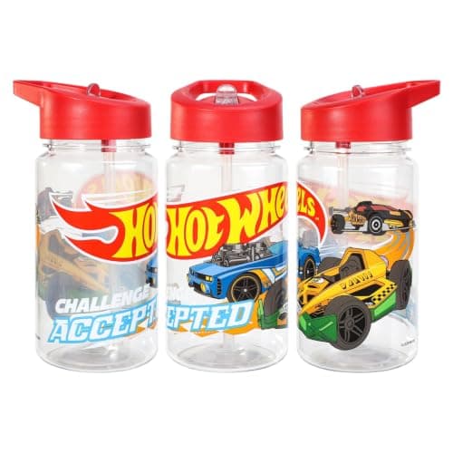 TDL Hot Wheels Single Pack Official Kids Water Bottle 450ml – BPA-Free, Leakproof, Flick-Top Lid – Official Character Design Bottle for School, Nursery, Travel & Sports