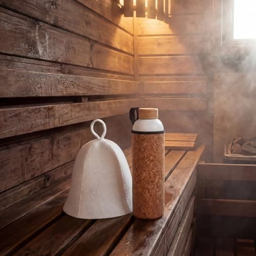 Skybooly 34 oz Sauna Water Bottle with Sauna Hat,White — view 4