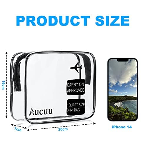 Clear Toiletries Bag, 2 Pack PVC Waterproof Toiletries Carry Pouch, TSA Approved Travel Toiletry Bag with Zipper, Portable Cosmetic Makeup Bags for Men, Women and Kids - Travel Business Trip — view 2