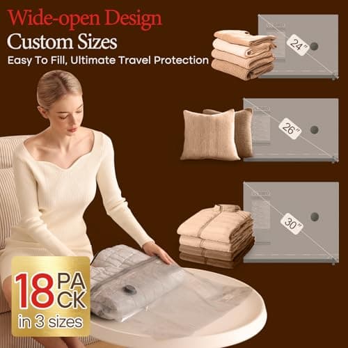Vacbird Vacuum Storage Bags, Wireless Electric Pump Space Saver Bags for Travel and Home, 18 Pack — view 4