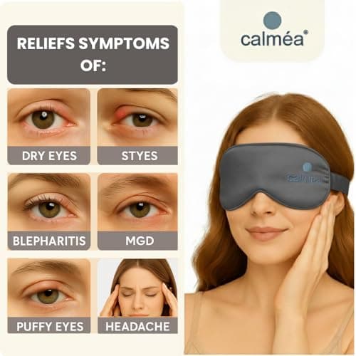 Calméa® Hot & Cold Weighted Silk Sleep Eye Mask with Adjustable Straps – 100% Mulberry Silk, Blackout & Steamer with Gel Bead Technology for Dry Puffy Eyes (Charcoal Grey, Adjustable Strap) — view 3