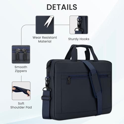 HEDUGO Laptop Bag Case 15.6 16 17 Inch Waterproof Computer Sleeve Messenger Bag with Adjustable Shoulder Strap Unisex Briefcase Carry Case for Work School Travel,Fit 15.6 to 17 Inch Laptops — view 3