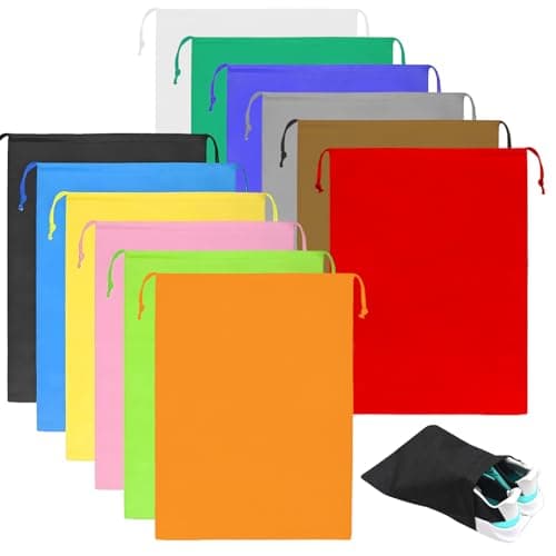 12Pcs Drawstring Shoe Bags, Portable Non-Woven Shoe Packing Clothes Bag