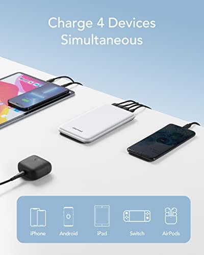 Charmast 26800mAh Power Bank, Portable Charger USB C Powerbank Ultra Slim Battery with 3 Input and 4 Output Compatible with iPhone Samsung Huawei Xiaomi Honor Smartphone Tablet (White) — view 5