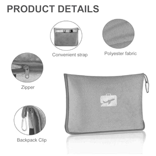 Megcdtr Travel Blanket and Pillow with Eye Mask and Ear Plugs(Grey) — view 3