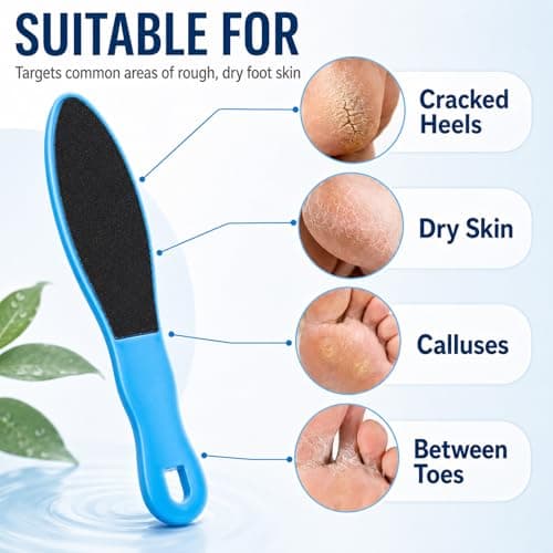 Six-Pack Blue Double-Sided Foot Files for Hard Skin Removal - Wet and Dry Reusable Pedicure Tools with Ergonomic Non-Slip Grip Handle, Easy Home Use and Travel Care Kit for Heels, Feet and Calluses — view 4