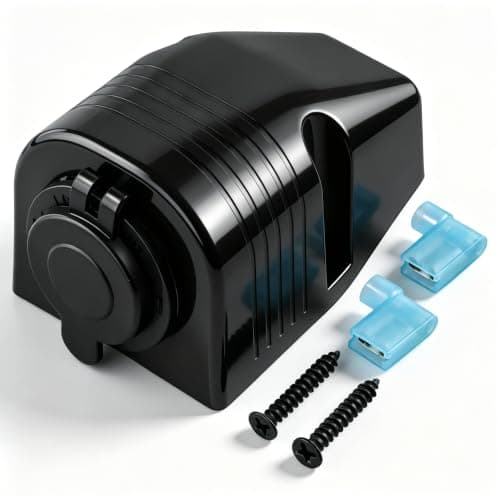 Surfaces Mount Socket 12V/24V Waterproof Power Outlet for Car Boat Motorcycle GPS Camera, Black Plastic Dashboard Accessory with Screws