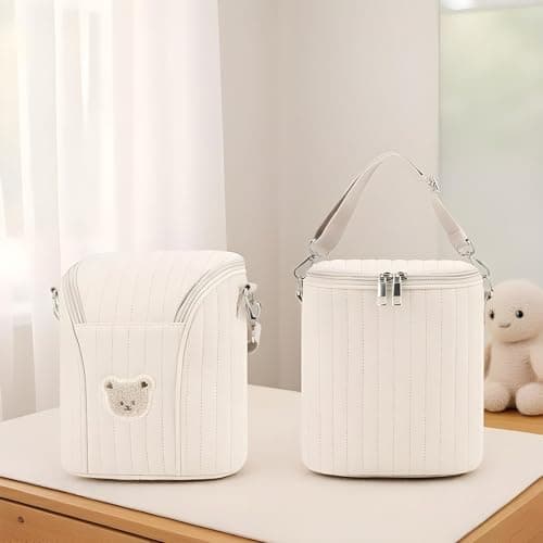 Insulated Bottle Bag - Polyester Aluminum Foil 18x10x20cm | Portable Breast Milk Cooler With Handle, Stroller, Travel Storage, Food Warmer | Bottle Organizer Travel Nursery Gebr — view 3