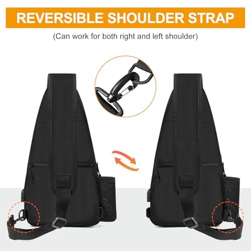 HUNTVP Sling Bag with Water Bottle Holder for Men Women, MOLLE Tactical Water Resistant Chest Bag with USB Port, Lightweight Crossbody Shoulder Backpack for Travel, Hiking, Cycling — view 5