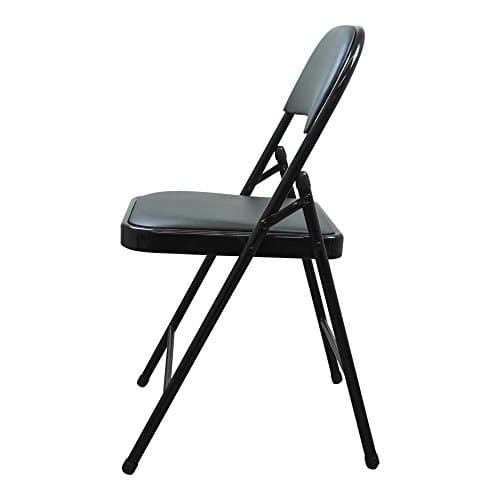 TekBox Folding Faux Leather Chair - Steel Event & Desk Seating (6, Black) — view 4