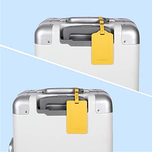 Luggage Tags, Microfiber Leather Personalized Suitcase Tag Set Luggage id Tags Labels Travel Accessories-Set of 4(Yellow) — view 3