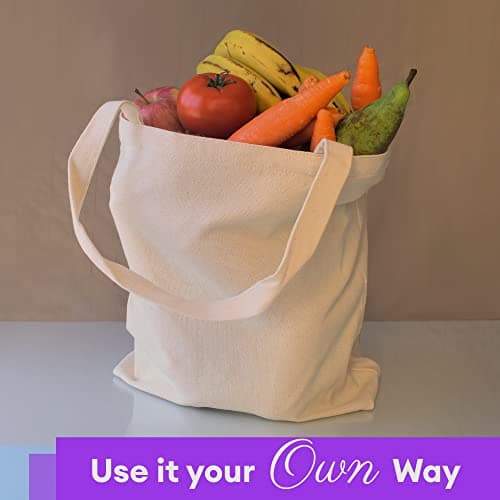 Top Urban Tote Bag Plain Natural Cotton Bag Ideal for Shopping Printing and Decoration Lightweight Reusable Canvas Fabric Bags for DIY, Advertising, Promotion, Gifts (Natural cotton, Pack of 3) — view 5