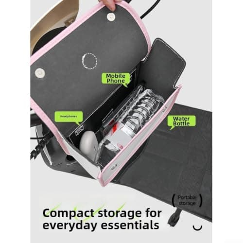 Bicycle Handlebar Bag, Waterproof Leather Storage Pouch, 12L Capacity for E-Bike Scooter Cycling(Merchant logo DT1605 - Pink) — view 4