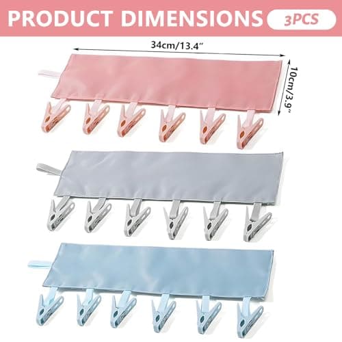 Hbbgdiy 3 Pack Travel Hangers Portable Foldable Hangers with 6 Clips for Swimsuits Towel Socks Underwear Space Saving Drying Rack for Hotels Camping Vacation Lightweight Compact Travel Essentials — view 3