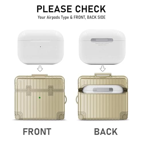 VISOOM Compatible With Airpods 3 Case, Cute Suitcase Design TPU Anti-Scratch Shell Shockproof Hard Protective Case for Airpods 3rd Gen with Keychain[Support Wireless Charging], Gold — view 3