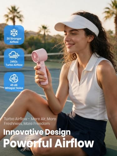 Deyhoc Handheld Fan Rechargeable with LED Display & Clip, 1-199 Speed — view 2
