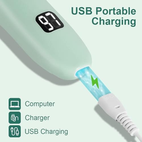 HOTUT Baby Hair Clippers,Waterproof Kids Quiet Hair Trimmer with 2 Guide Combs,Rechargeable Cordless Hair Cutting Machine,with Safe Ceramic Blades,with LCD Display,for Toddlers and Children(Green) — view 6