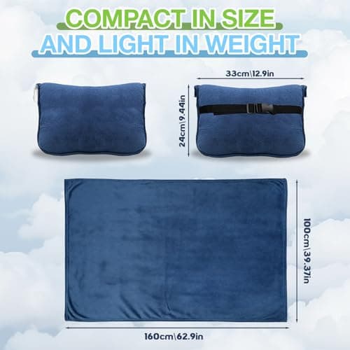 Jokureao 2 in 1 Travel Blanket and Pillow, Soft Micro Plush Portable Airplane Blanket, Ultralight Travel Blanket, Compact Foldable Flannel Blanket for Flights, Car, Business Trips — view 2