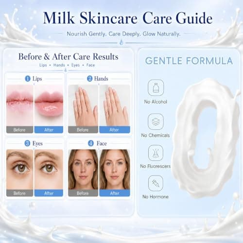 20PCS Milk Skin Care Set, Skincare Gift Set With Cleanser, Serum, Face Cream, Sheet Mask, Lip Mask, Washbag And Headband, Gifts For Her, Birthday Gifts For Women, Travel Toiletries — view 6