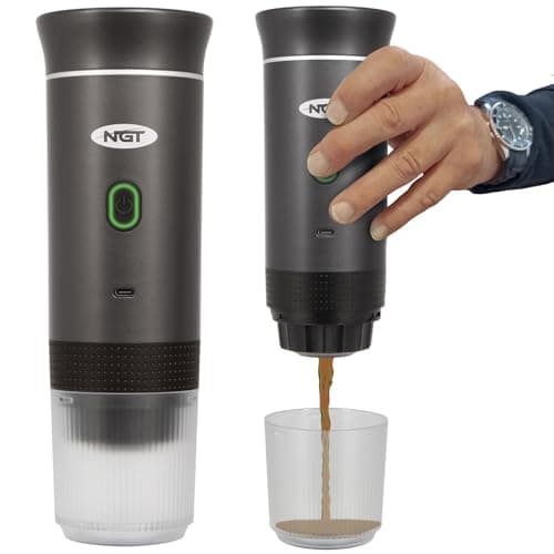 Portable Espresso Coffee Maker – Self-Heating, USB-C Rechargeable, Works with Capsules & Ground Coffee – Includes Travel Mug – Perfect for Office, Camping, Fishing & Outdoors (Grey) — view 2