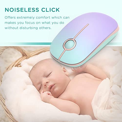 Seenda Wireless Mouse, Silent with 2.4G USB Receiver, Mint-Purple Gradient — view 2