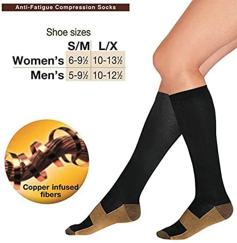 Copper Infused Anti-Fatigue Compression Unisex Flight Travel Socks Anti Swelling DVT Support *UK Stock* (Large/X Large) — view 2