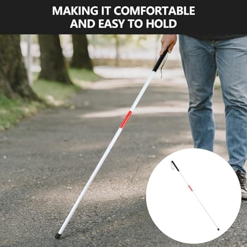 123cm/48.4in Folding Walking Stick Foldable Walking Sticks Blind Stick Night Reflective Blind Sticks Red White Collapsible Guide For Vision Impaired — view 4