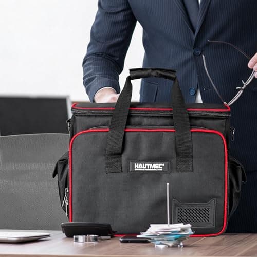 HAUTMEC Heavy-Duty Technician Tool Bag, 42-Pocket 1680D Tool Tote with Laptop Compartment, Water-Resistant Hard Base, Padded Shoulder Strap for Electricians, HVAC, IT & Maintenance – HT0408 — view 3