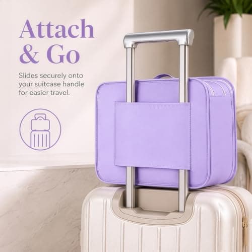FERNVALE Hanging Travel Storage Bag 5-Layer Large Capacity Foldable Suitcase Organizer Portable Hanging Toiletry Bag with Steel Frame Heavy Duty Closet Wardrobe Storage for Home Hotel & Dorm (Purple) — view 4
