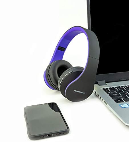 PowerLocus Wireless Bluetooth Over-Ear Stereo Foldable Headphones, Wired Headsets Noise Cancelling with Built-in Microphone for iPhone, Samsung, LG, iPad (Purple) — view 4