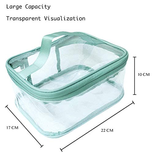 FIYUK Toiletry Bag Makeup Cosmetic Clear Bag Portable Waterproof Transparent Travel Large Storage Green — view 3