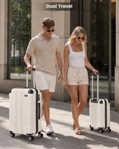 Kono 24 Inch Medium Hard Shell Suitcase ABS Lightweight Luggage (Beige) — view 2
