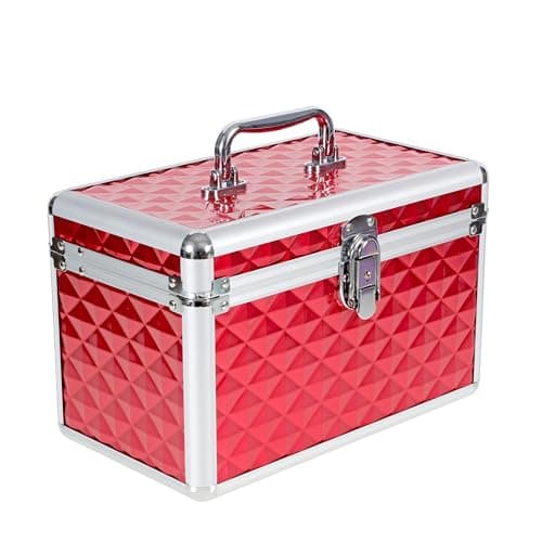 Aluminium Hard Make Up Travel Storage Box Cosmetic Beauty Vanity Case Organiser (Red) — view 5