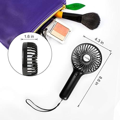 Miady 2-Pack 5000mAh Handheld Portable Fan(7-20 Hours Runtime), USB C Rechargeable Battery Operated 3 Speed Mini fan for Home Office Travel Outdoor and Camping — view 5