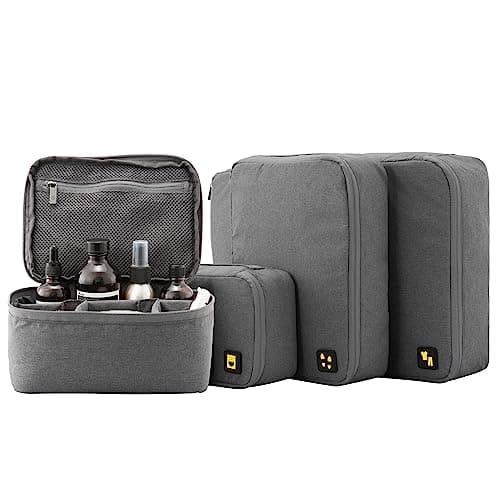 LEVEL8 Packing Compression Cubes for Suitcases,4PCS Luggage Organiser Set, for Home Storage,Travel Accessories,Grey