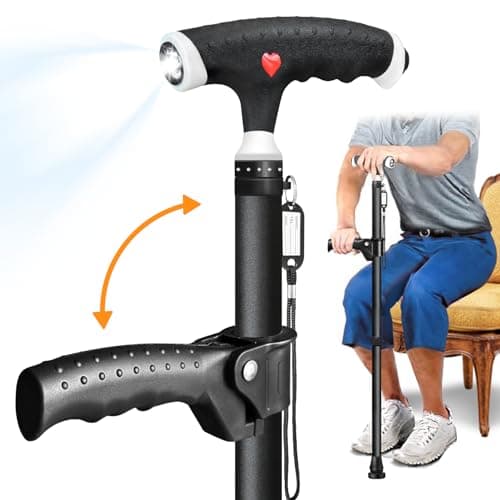 ispuoocti Adjustable Walking Sticks for Men and Women with 2nd Handle for Extra Support, Stylish Walking Stick with Light Suitable for Seniors and People Suffering from Different Types of Arthritis