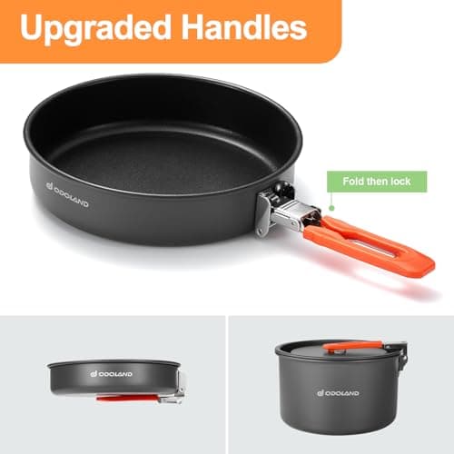 Odoland Camping Cookware Mess Kit, Portable Outdoor Cooking Pot Frypan with Kettle, Mesh Bag for Backpacking, Picnic 1.9L — view 2