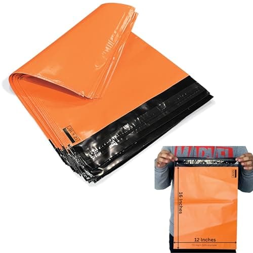 JeeJaan® 50 Pcs Orange Postage Bags 12x16 in Mailing Bags 305 x 405 mm Poly Mailers Parcel Bags Envelope Courier Shipping Mailers Waterproof and Tear-Proof Postal Mailer Courier Bags