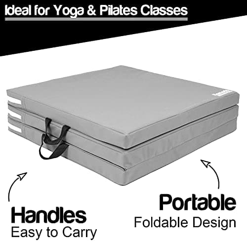 Komodo Tri Folding Yoga Mat 6ft Padded Pilates Floor (Grey) — view 3